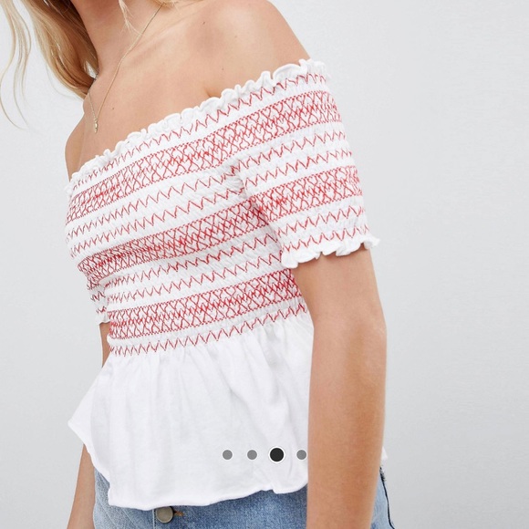 ASOS red and white peplum top - Picture 8 of 9